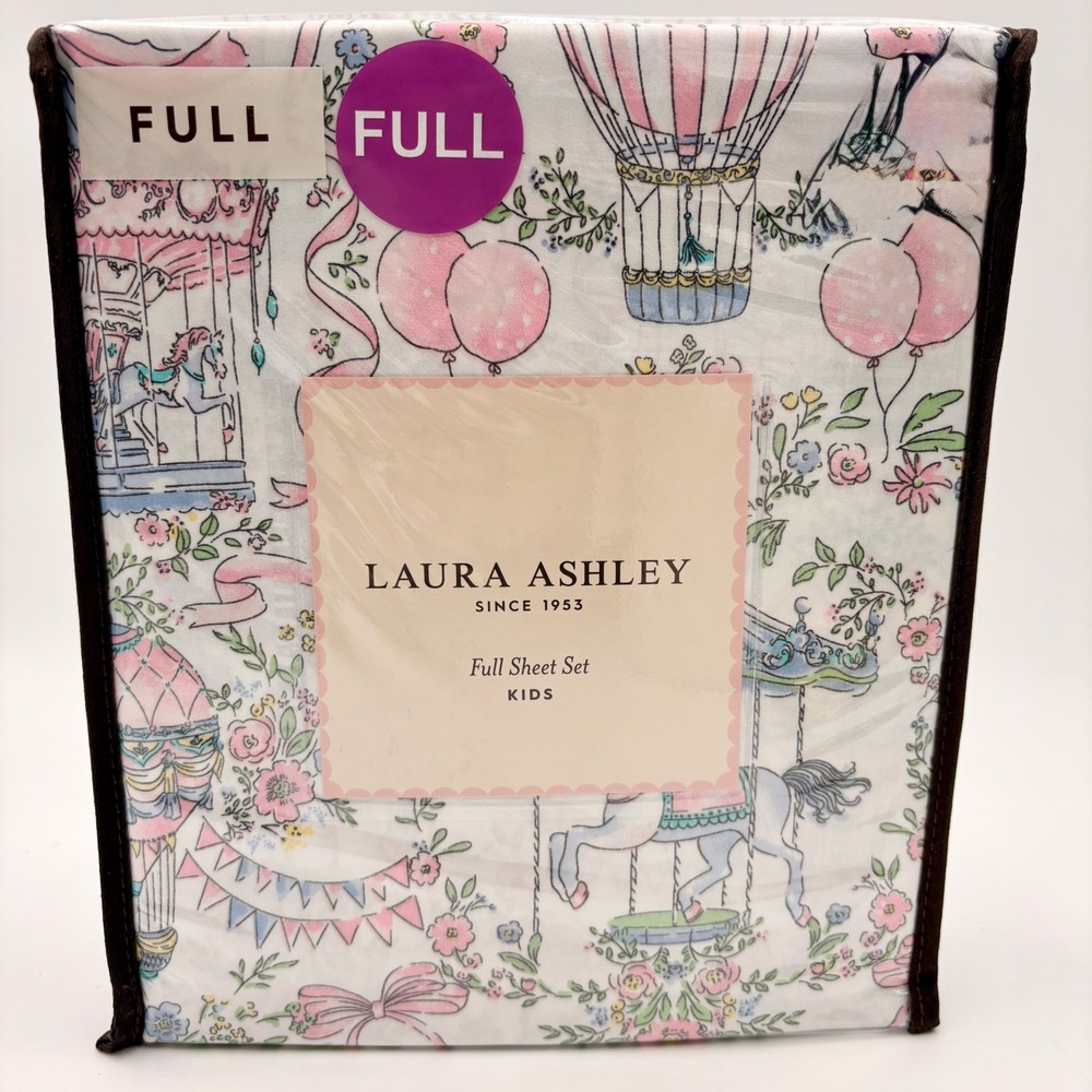 Laura Ashley Kids Full Sheet Set Fairytale Carnival Pink Blue 4pc New
